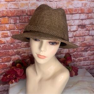 Vintage 70s Brown Wool Tweed Indian Head Penny Fedora Hat